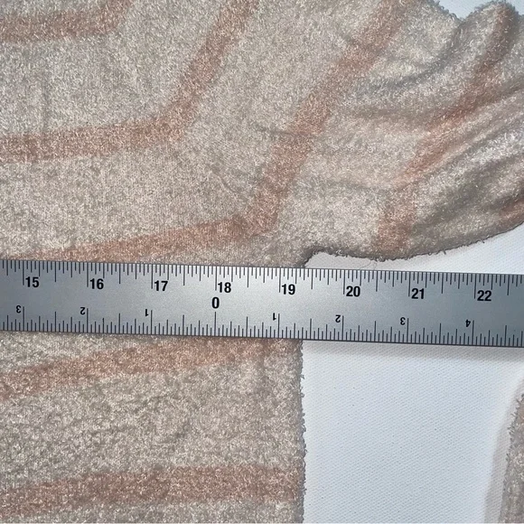 NWT Barefoot Dreams CozyChic Lite Striped Raglan Sweater Pink Cream Size Small - Picture 9 of 10